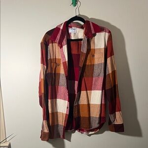 Old Navy Red Orange Plaid Flannel Shirt